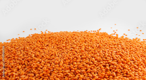 Cuadro en lienzo Red lentil background. Beautiful red lentils.