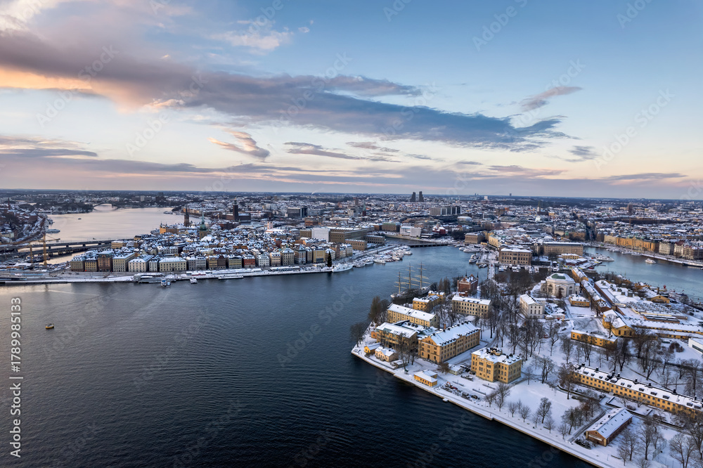 Obraz premium Aerial winter landscape of Stockholm 1