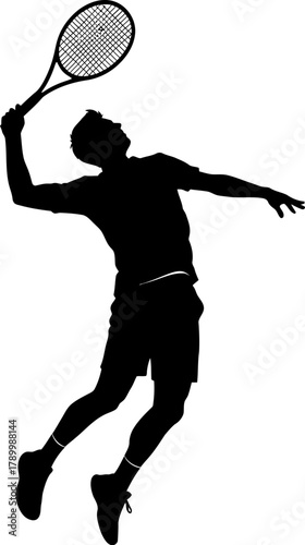 Tennis player silhouette serving