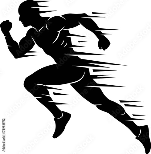 Runner silhouette vector in dynamic sprint