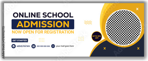 Online school admission banner template for education enrollment and registration campaign design