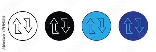 Set of upload download data transfer arrows icon symbols in different styles for web and mobile interfaces design isolated on white background