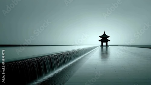 Tang Dynasty Architecture Reflected in Calm Lake