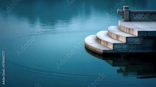Tang Dynasty Style Lakeside Steps with Rippling Water
