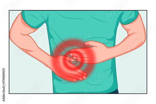 Lower Right Abdominal Pain Illustration – Human Body Anatomy and Digestive Discomfort