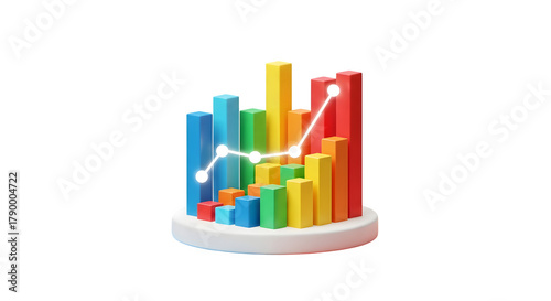 Free Download Colorful 3d bar chart with line graph showing growth - GFXLoad