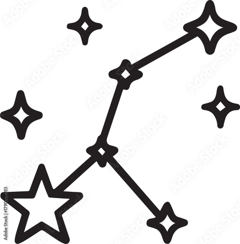 A minimalist illustration depicting the constellation known as Ursa Minor, or Little Bear in a simplified, yet artistic interpretation.