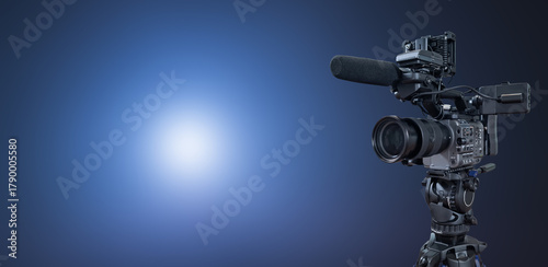 movie camera filming banner with copy space
