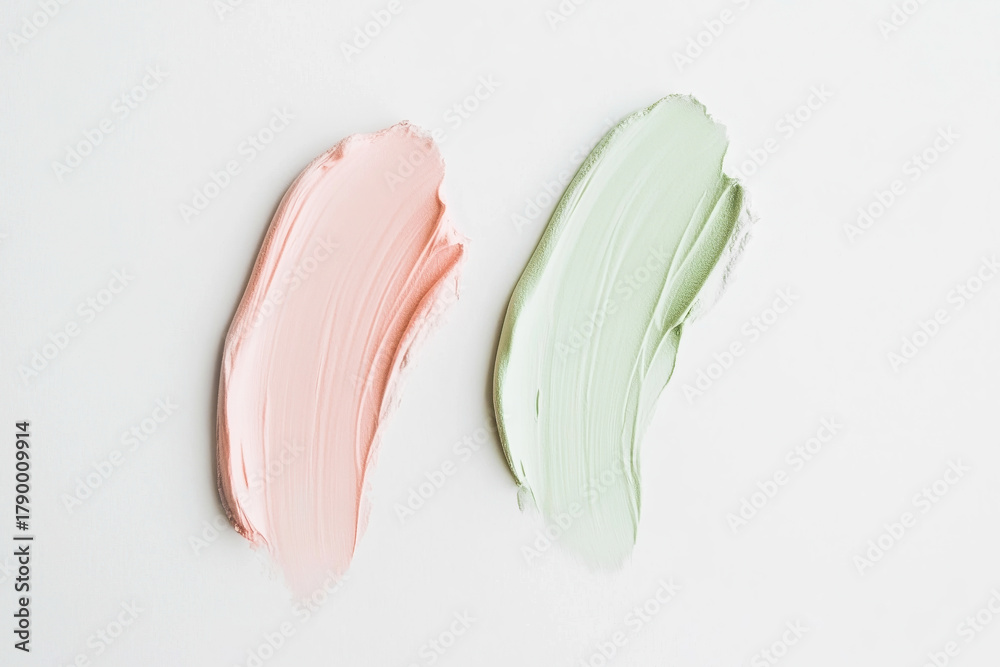 Fototapeta premium Cosmetic cream skincare product texture with pastel background. Moisturizer sample for beauty treatment, wellness and facial care trends.