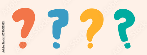 Question mark doodle hand drawn punctuation doubt sign flat element. Warning attention hesitation sign. Query FAQ concept, finding answer. Isolated. Vector illustration