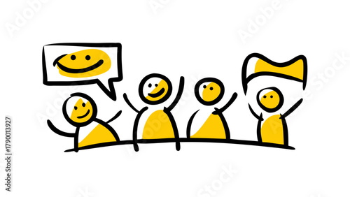 Happy people celebrating together with smile face