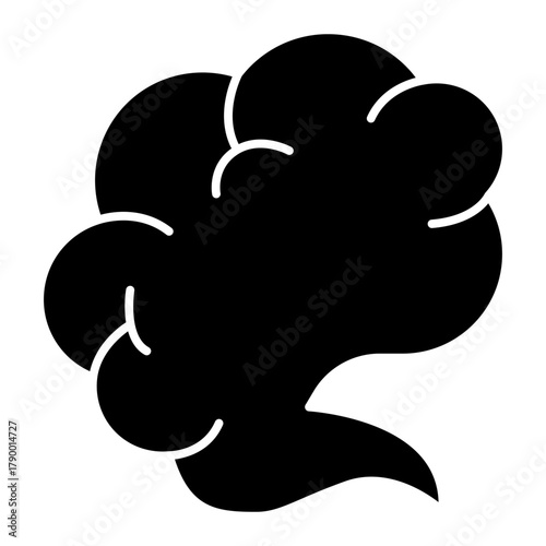 Smoke or vapor solid icon, vaping concept. Vector graphics. Cloud smoke sign on white background, style icon mobile or web design.