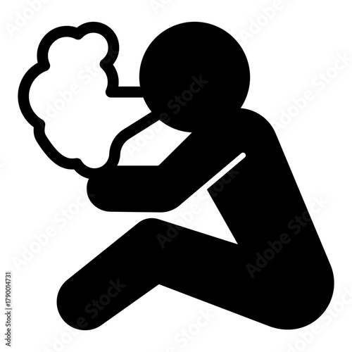 Human smoking solid icon, habit concept. Vector graphics. Man sitting sign on white background, style icon mobile or web design.