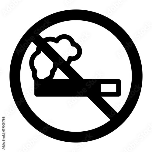 Cigarette smoking ban solid icon, harm of tobacco concept. Vector graphics. Prohibited item sign on white background, style icon mobile or web design.