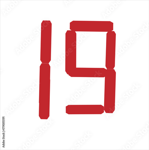 Number 19 Vector Illustration