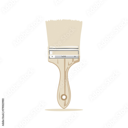 Wide paintbrush with wooden handle illustration for renovation and DIY projects