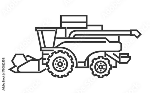 Combine harvester bold icon - modern farming and crop production