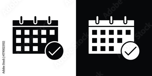 Check in calendar icon design concepts. Clipart design set