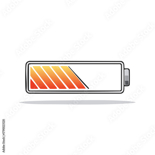 Low Energy Battery Icon Graphic Charging Status with Orange Bars Indicator Vector