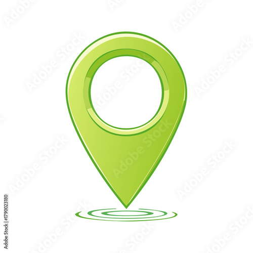Green Location Pin Graphic with Ripples Marking Spot on Map for Navigation