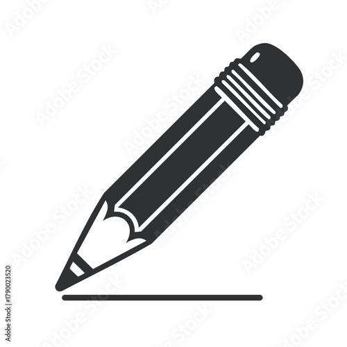 Flat design pencil icon drawing a straight line. Vector graphic symbol for editing, writing, or education.