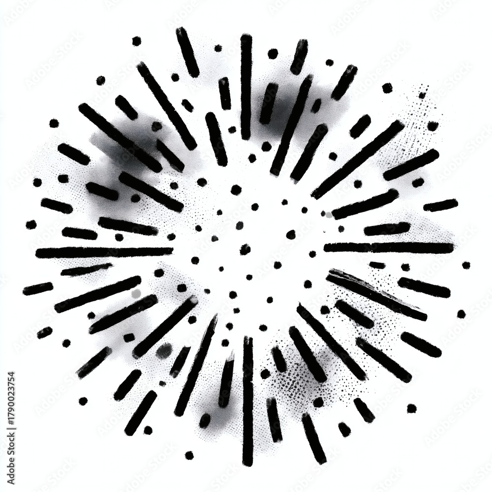 Obraz premium Dynamic burst of black lines and dots offering energy and excitement for modern designs artistic projects