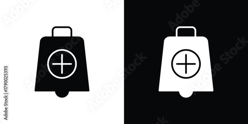 Cowbell circle plus icon design concepts. Clipart design set