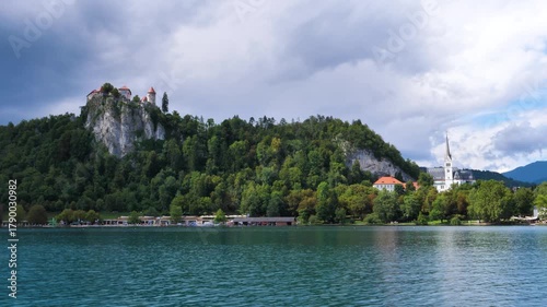 Moving along Lake Bled looking at the famous castle.
