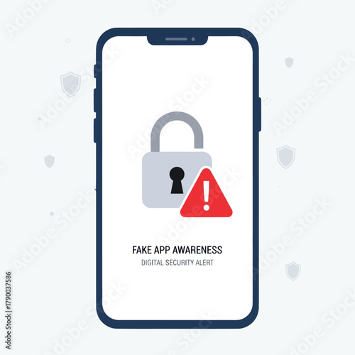 Digital Security Alert for Fake App Awareness on Smartphone Screen.