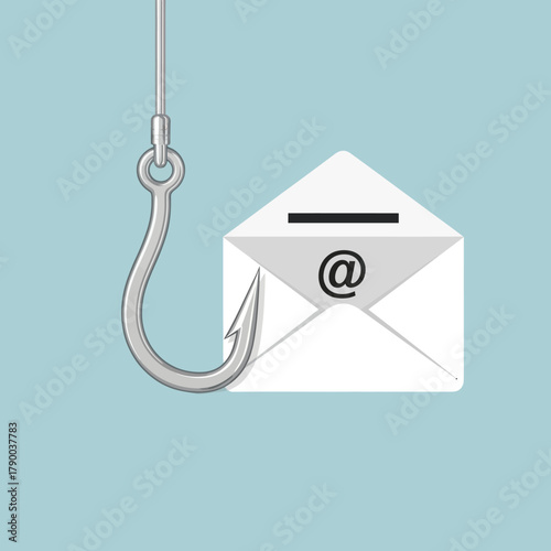 Conceptual illustration of an email phishing attack scam.
