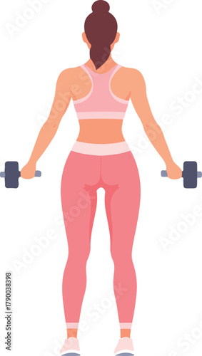 Woman Lifting Dumbbells Vector