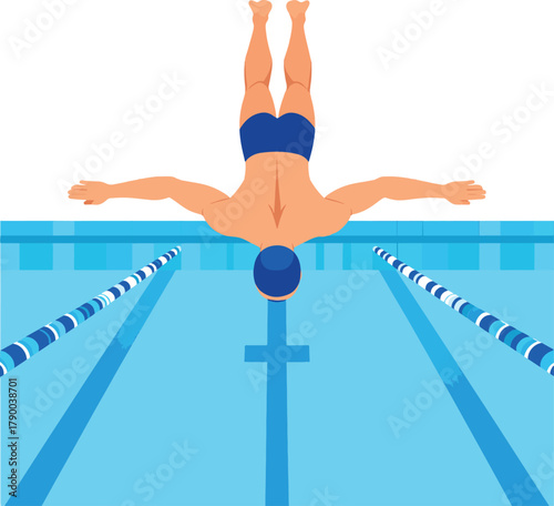 Swimmer Diving into Pool Illustration