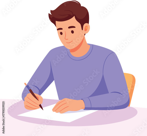 Man Taking Notes Illustration