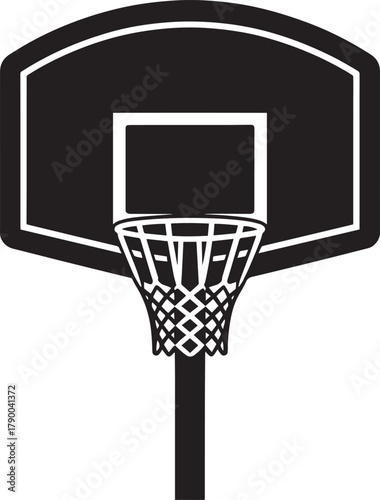 Basketball backboard hoop and net silhouette simple graphic design element sporting competition vector