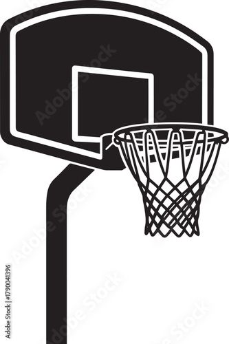 Basketball backboard hoop and net silhouette simple graphic design element sporting competition vector