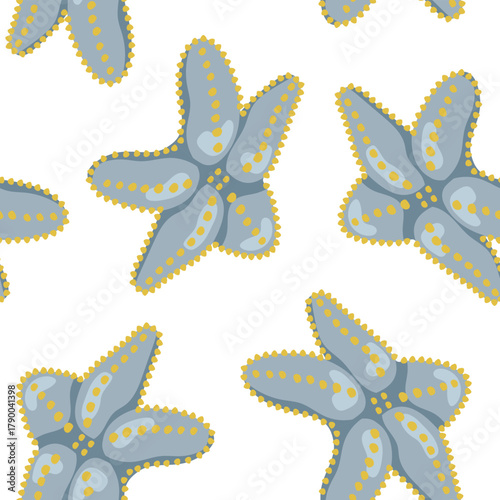 Vector seamless pattern with starfish. Great for fashion design, home decor and stationery.