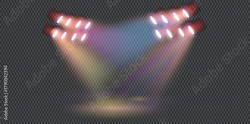 Empty Stage with Colorful Lights – Performance or Concert Setup- vector illustration - PNG format	
