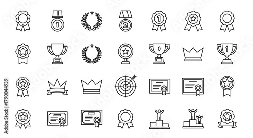 Set of thin line icons for photography, video, audio, search, editing and social media, perfect for modern and sleek designs