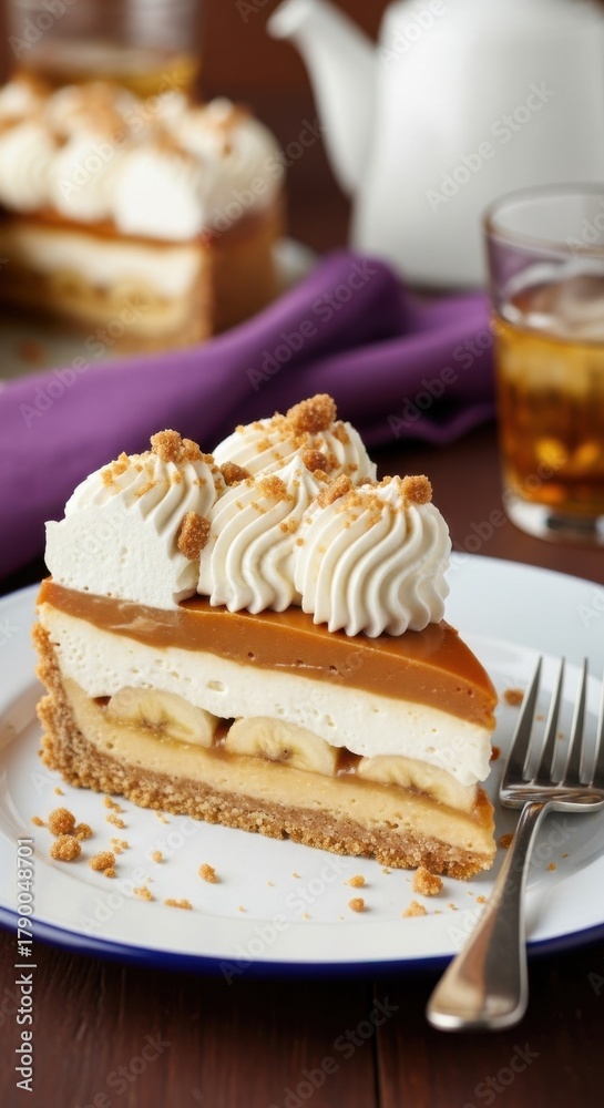 custom made wallpaper toronto digitalDelicious layered banana cream cake served with a refreshing cold drink during a cozy afternoon gathering