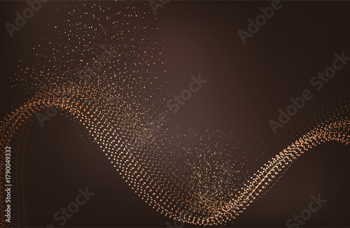 Abstract Music background. Big Data Particle Flow Visualisation chemical industry. Science infographic futuristic illustration. Sound wave. Premium background design with mocha mousse sound wave