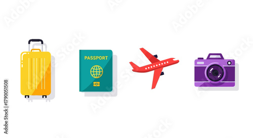 set of travel and vacation icons