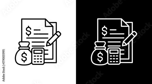 Budgeting  White Icon Set Design