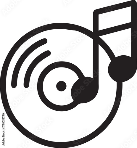 A vintage vinyl record and musical note, evoking a sense of nostalgia, music, and artistic expression.