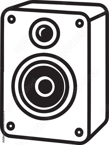 A simple sketch of a modern loud speaker, perfect for multimedia content. 