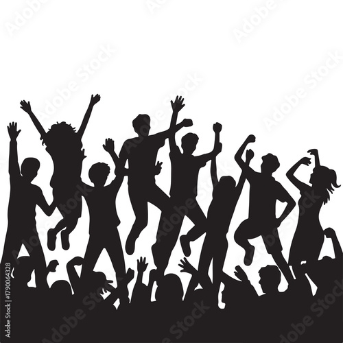 Party Crowd Jumping Silhouette Vector Illustration