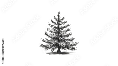 Fir tree sketch on black background