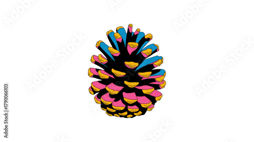 Whimsical pine cone with sleeping face