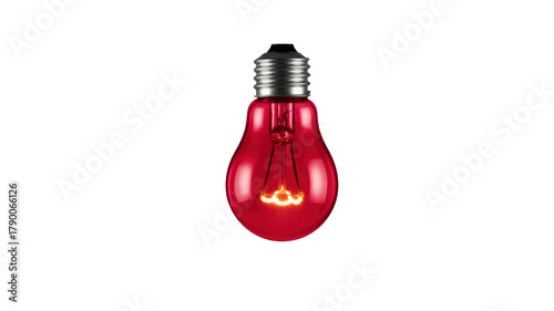 Glowing Red Light Bulb on Black