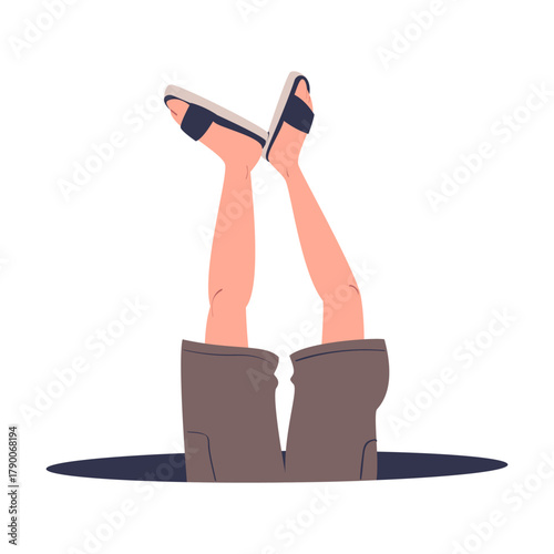 Man Character Jumping Through Portal Enter Hole Vector Illustration