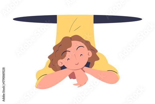 Woman Character Jumping Through Portal Enter Hole Vector Illustration